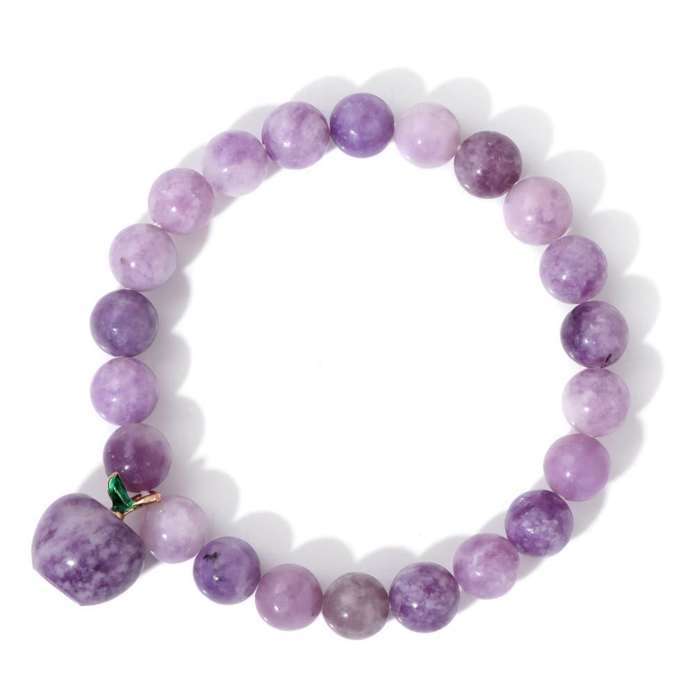 Olivenorma 8mm Natural Stone Beads Apple Pendant Bracelet