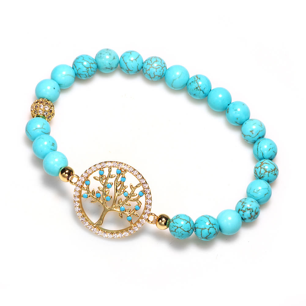 Olivenorma Natural Turquoise Beads Tree Of Life Bracelet