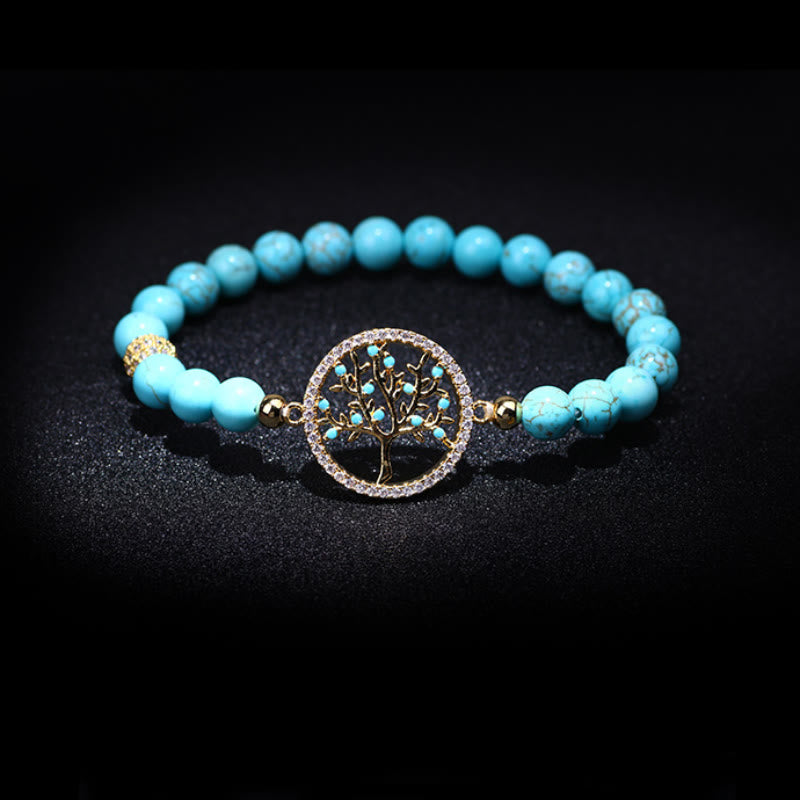 Olivenorma Natural Turquoise Beads Tree Of Life Bracelet