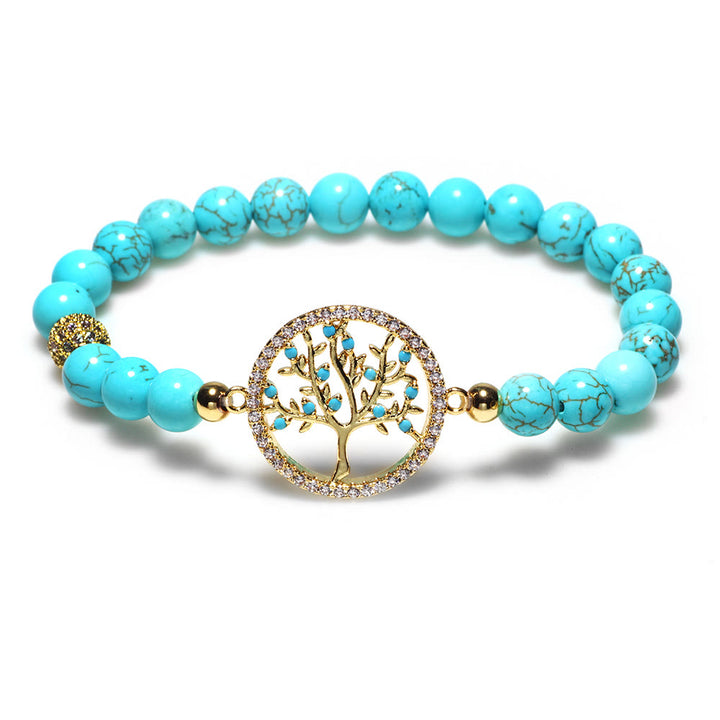 Olivenorma Natural Turquoise Beads Tree Of Life Bracelet
