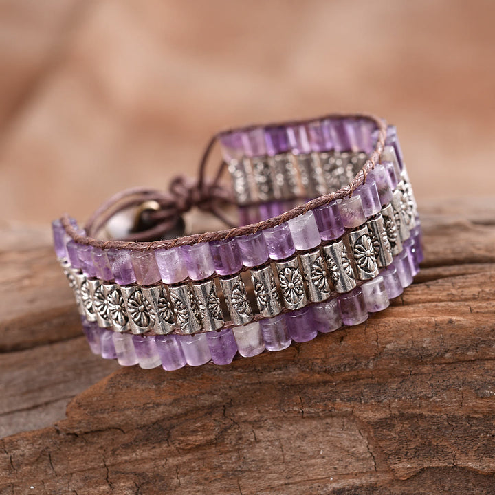 Olivenorma Emperor Stone Beaded Bohemian Wide Face Bracelet