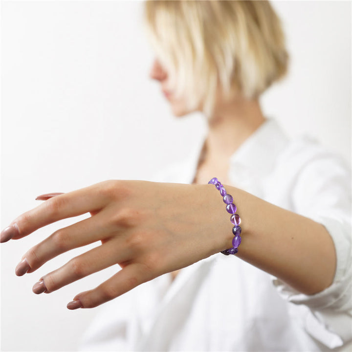 Olivenorma 6-8mm Natural Irregular Crystal Beads Bracelet