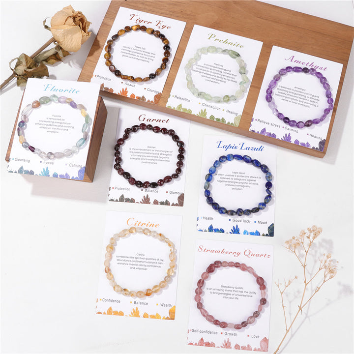 Olivenorma 6-8mm Natural Irregular Crystal Beads Bracelet