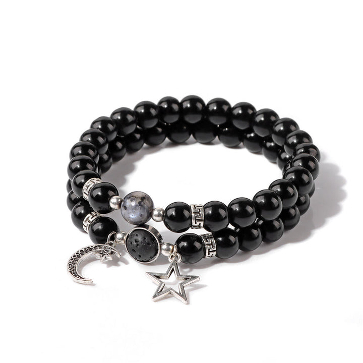 Olivenorma Natural Stone Beads Moon Star Pendant Bracelet Set