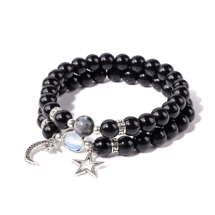 Olivenorma Natural Stone Beads Moon Star Pendant Bracelet Set