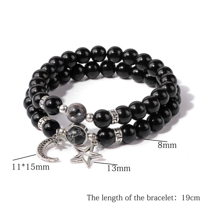 Olivenorma Natural Stone Beads Moon Star Pendant Bracelet Set