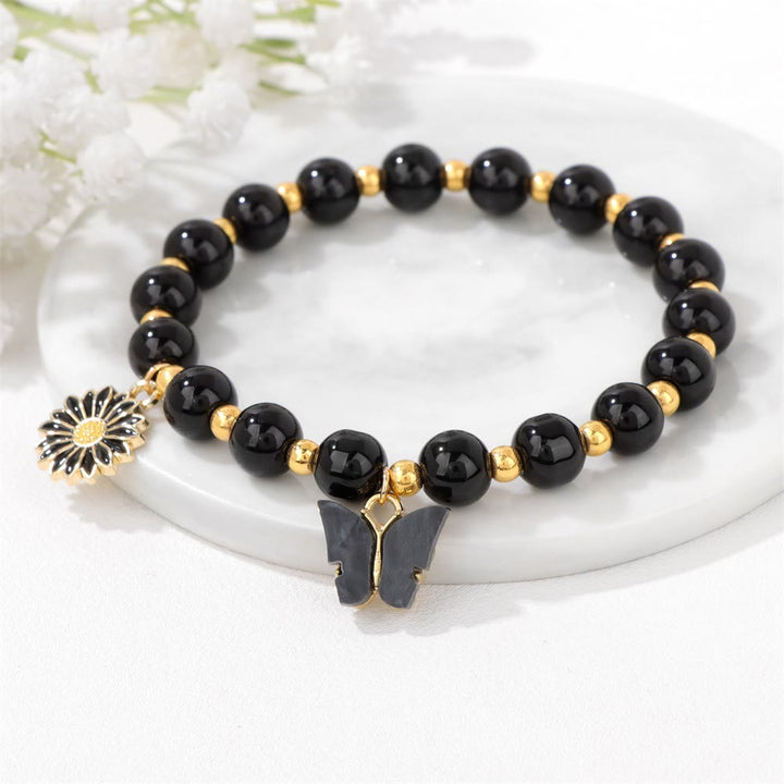 Olivenorma Natural Crystal Beads Butterfly Pendant Bracelet