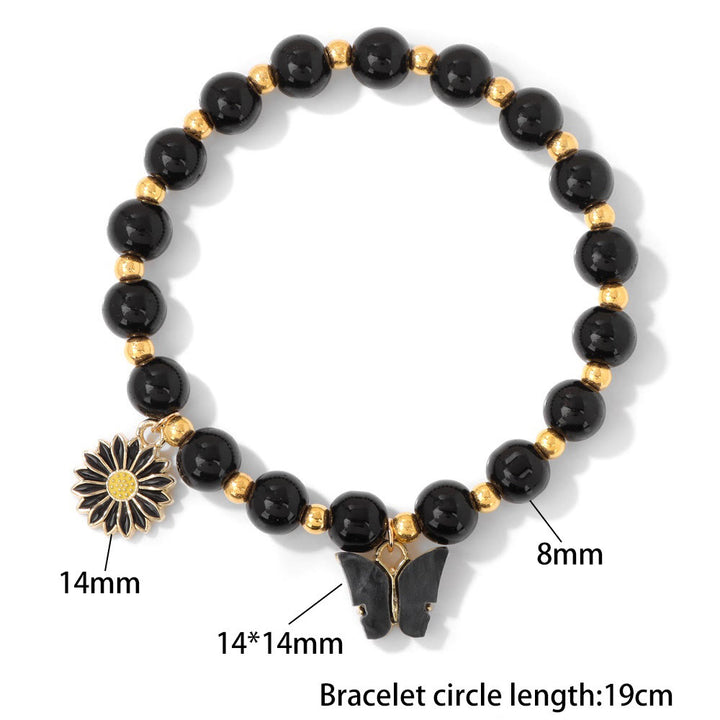 Olivenorma Natural Crystal Beads Butterfly Pendant Bracelet