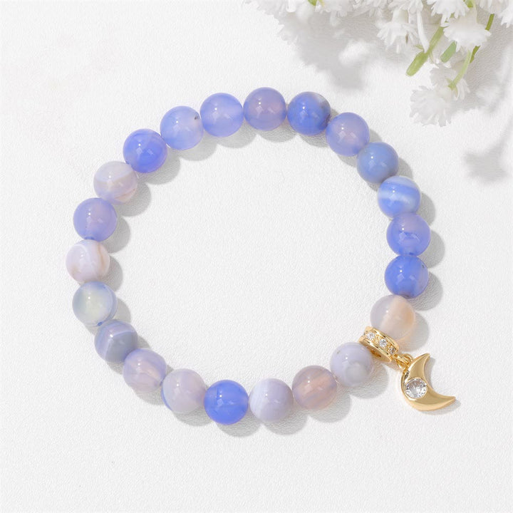 Olivenorma Natural Stone Beads Zircon Moon Pendant Bracelet