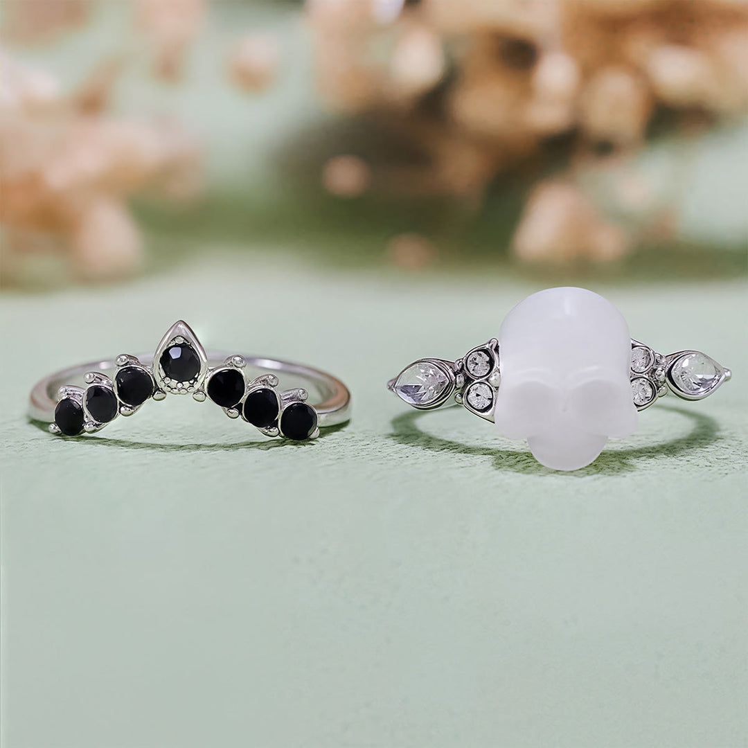 Olivenorma Gothic Resin skull and Moissanite Crown Ring Set - image 7