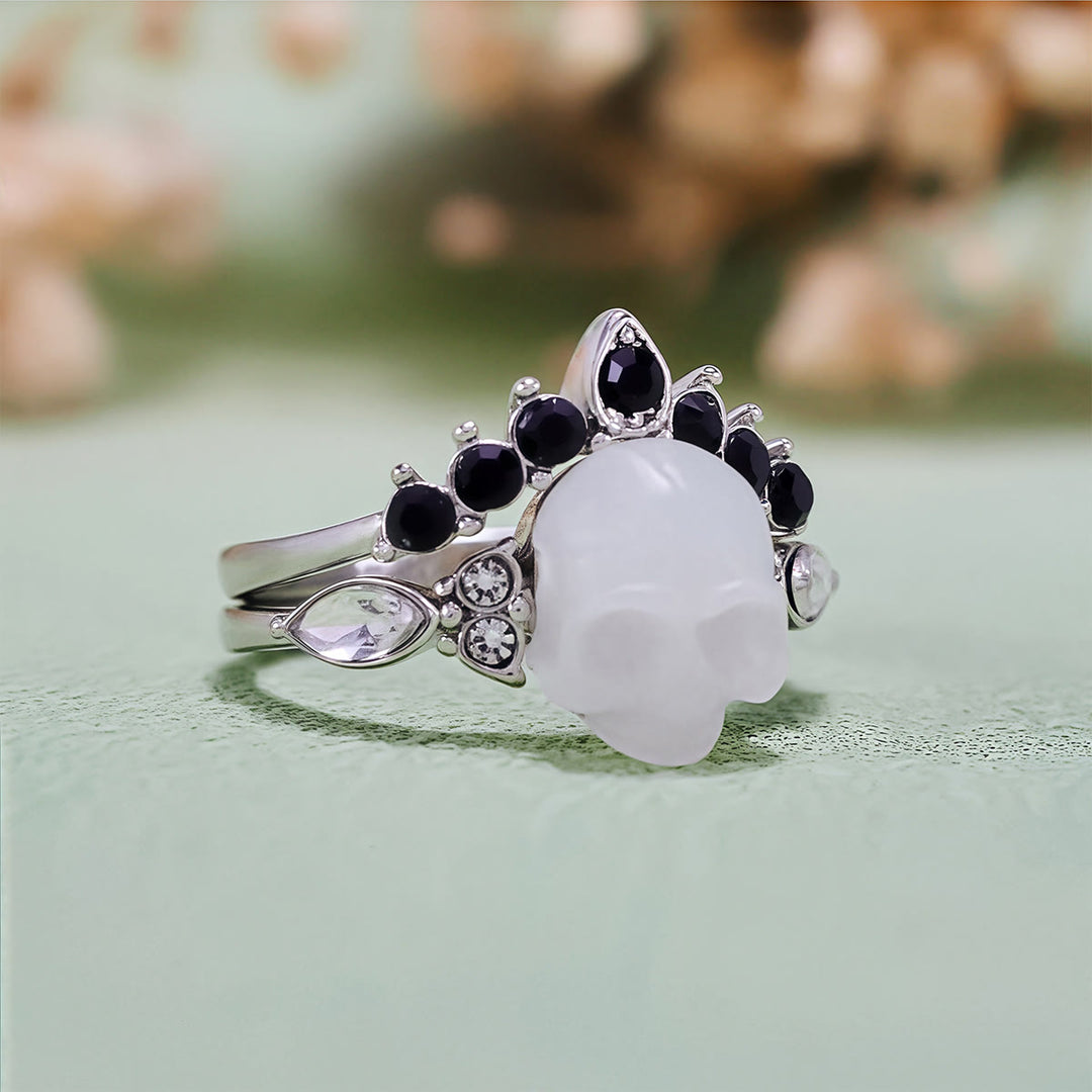 Olivenorma Gothic Resin skull and Moissanite Crown Ring Set - image 6