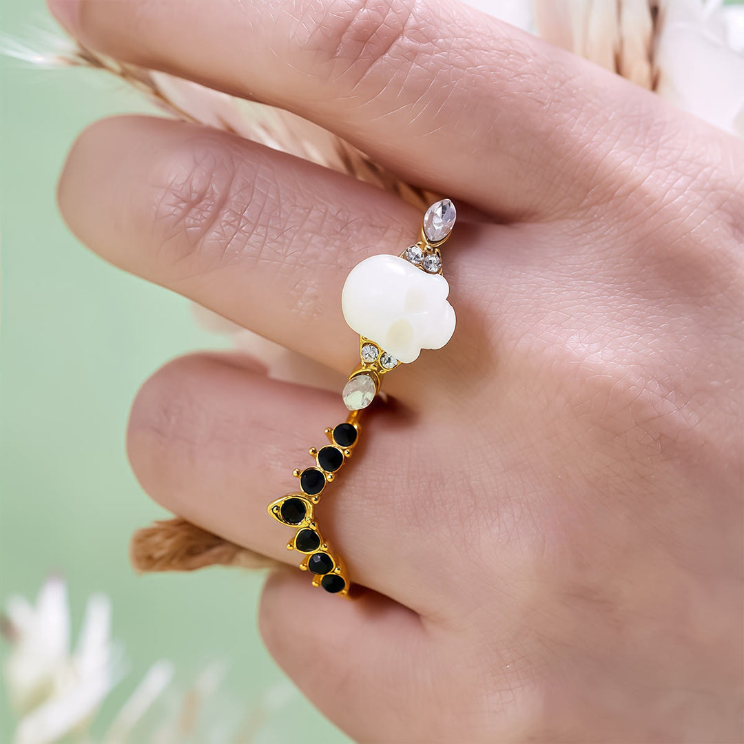 Olivenorma Gothic Resin skull and Moissanite Crown Ring Set - image 12