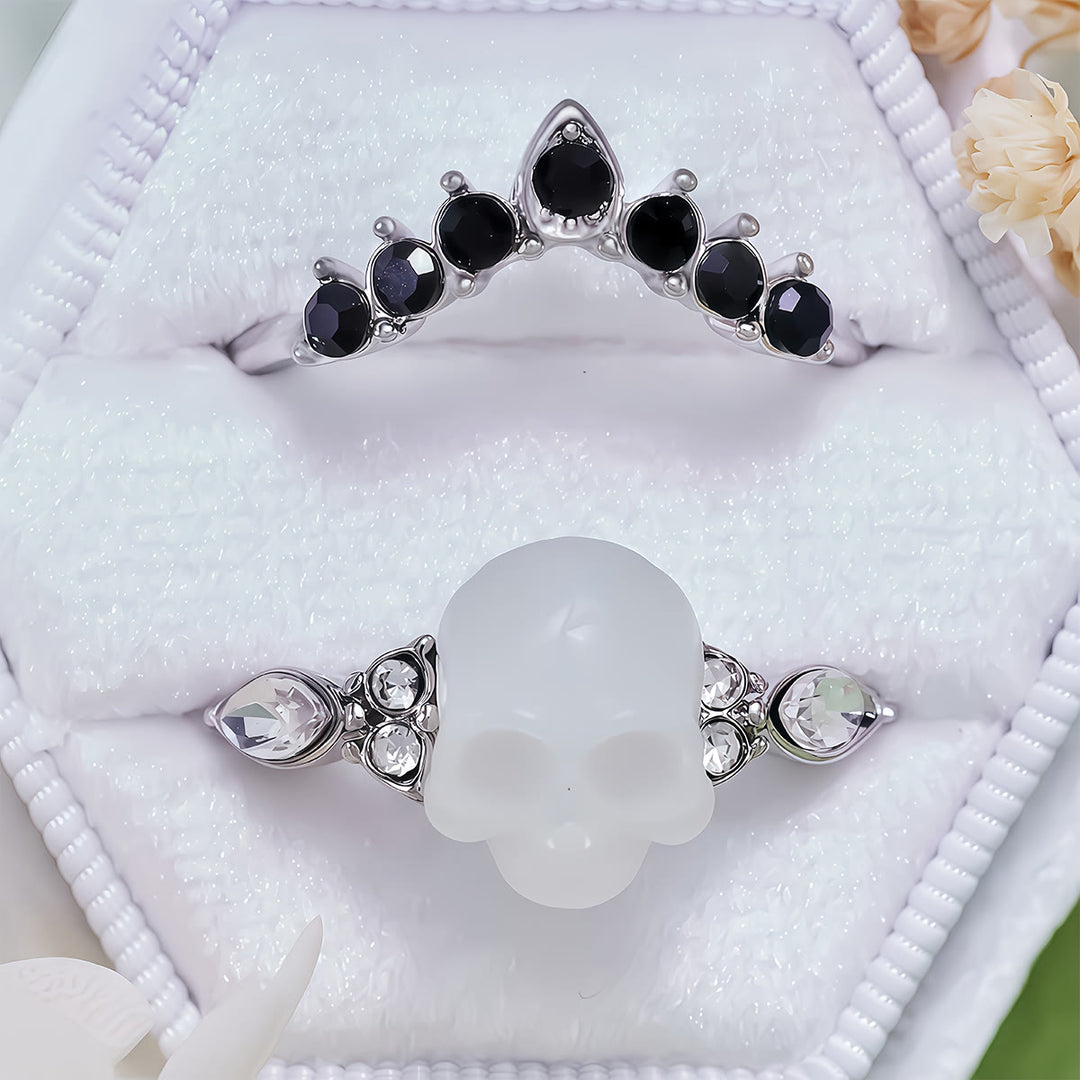 Olivenorma Gothic Resin skull and Moissanite Crown Ring Set - image 8