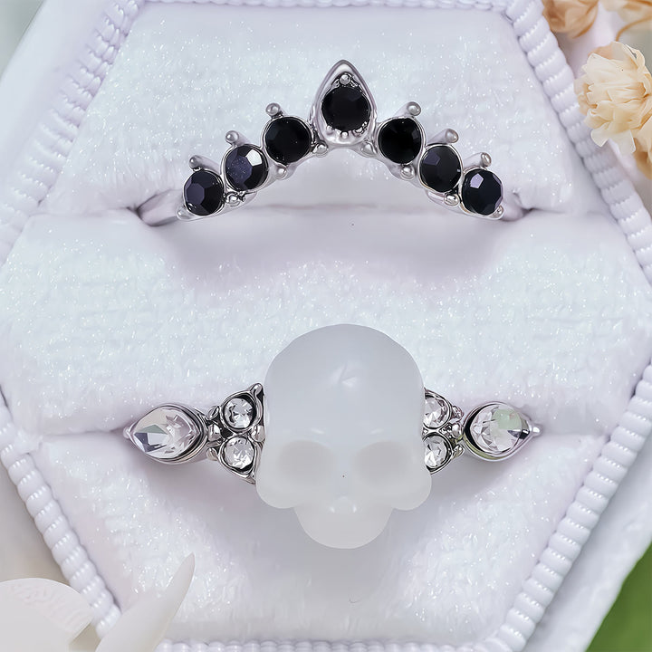 Olivenorma Gothic Resin skull and Moissanite Crown Ring Set - image 8