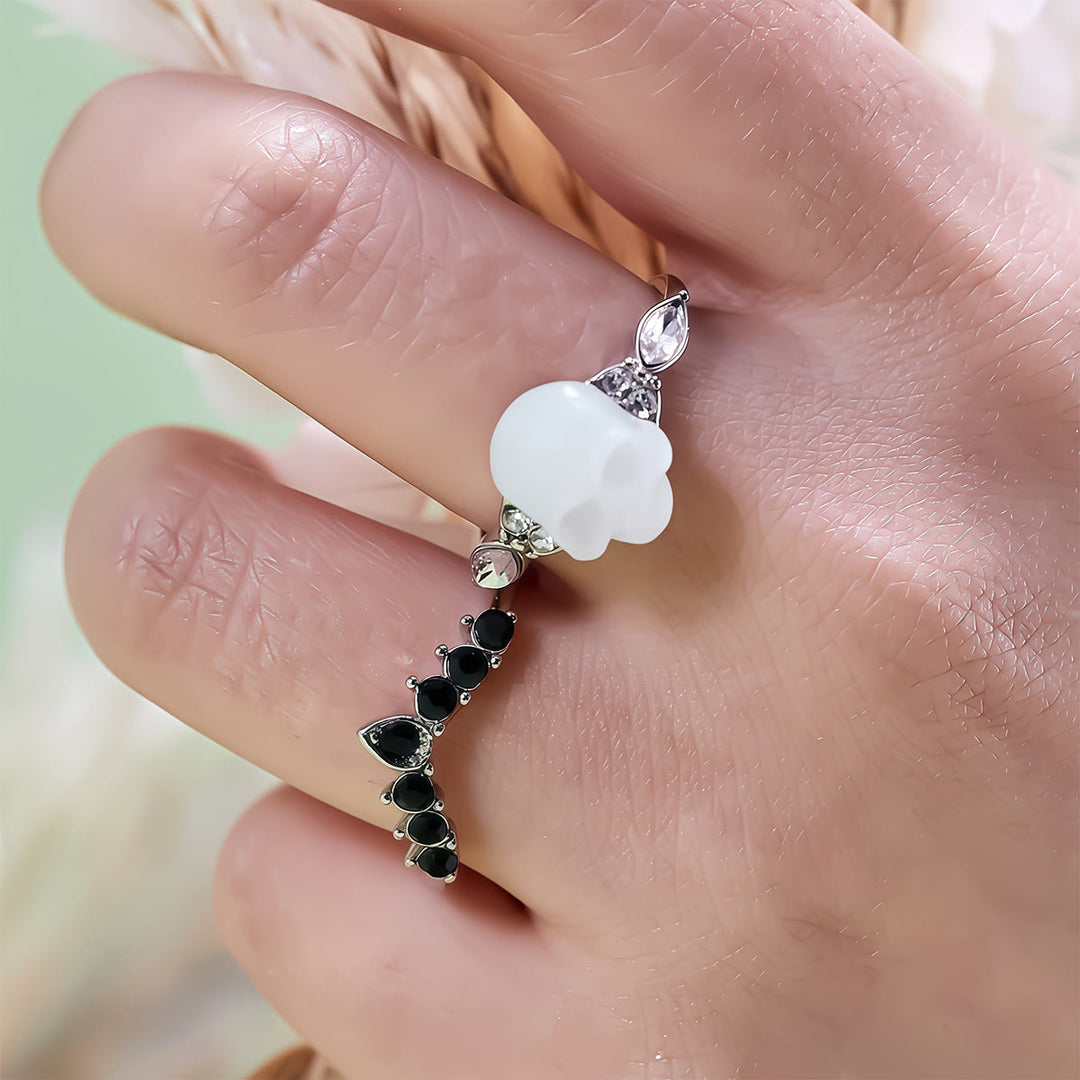 Olivenorma Gothic Resin skull and Moissanite Crown Ring Set - image 3