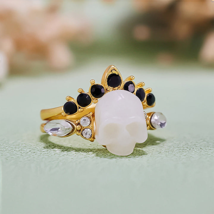 Olivenorma Gothic Resin skull and Moissanite Crown Ring Set - image 15