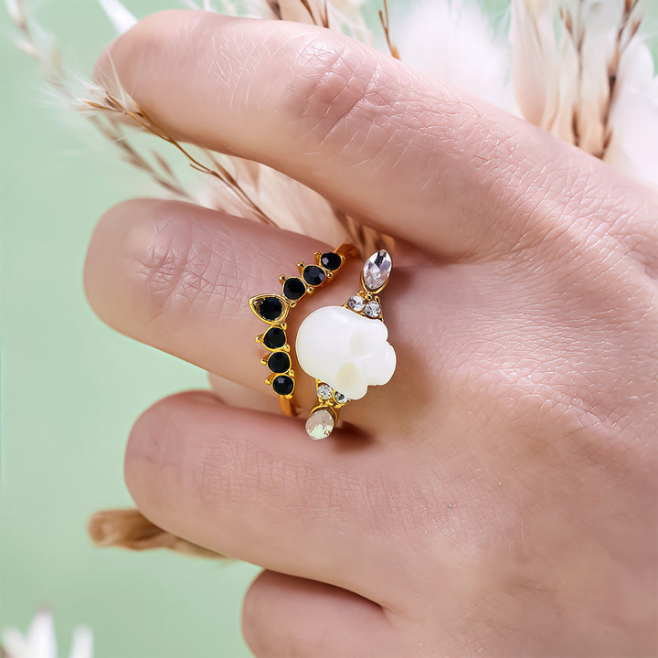 Olivenorma Gothic Resin skull and Moissanite Crown Ring Set - image 11