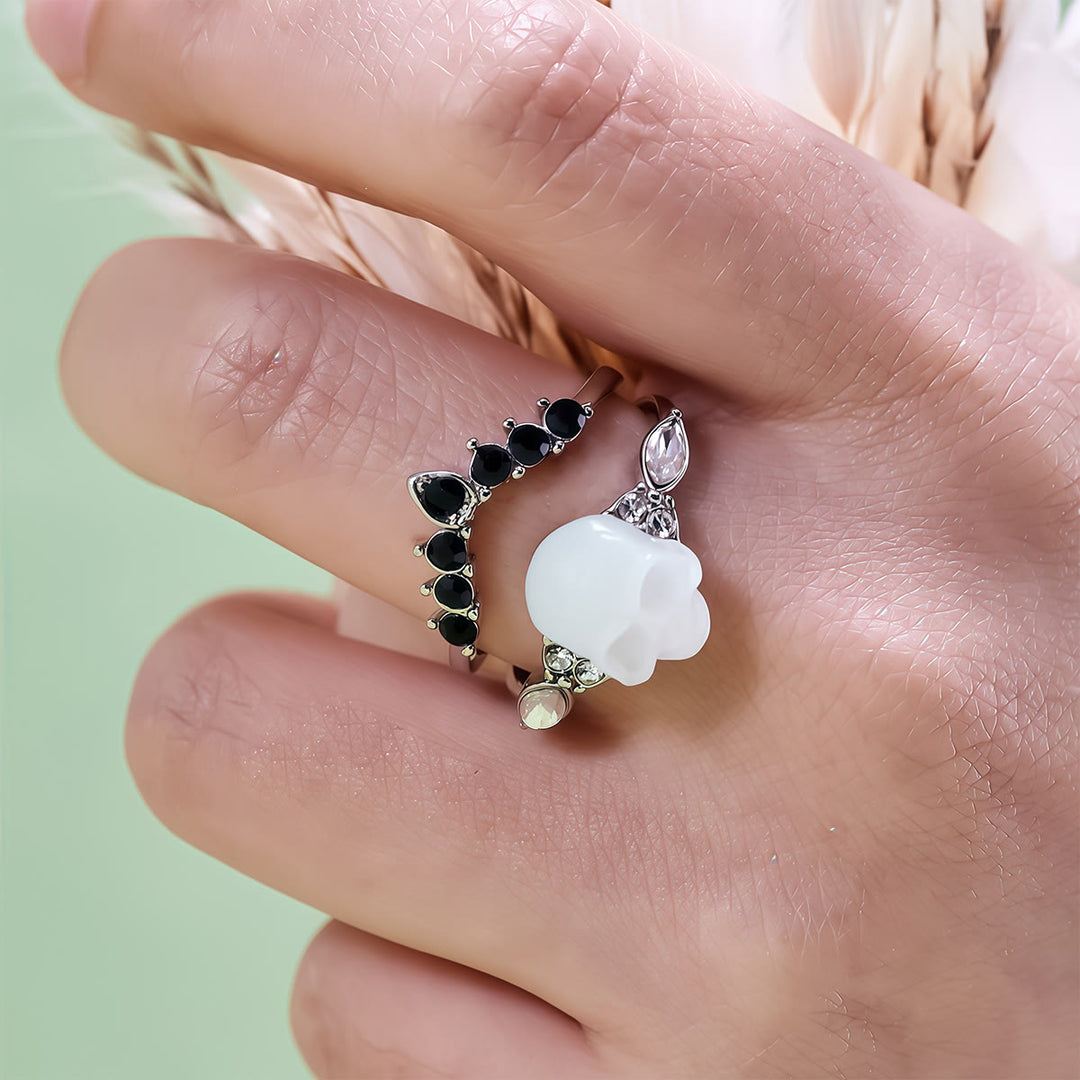 Olivenorma Gothic Resin skull and Moissanite Crown Ring Set - image 2