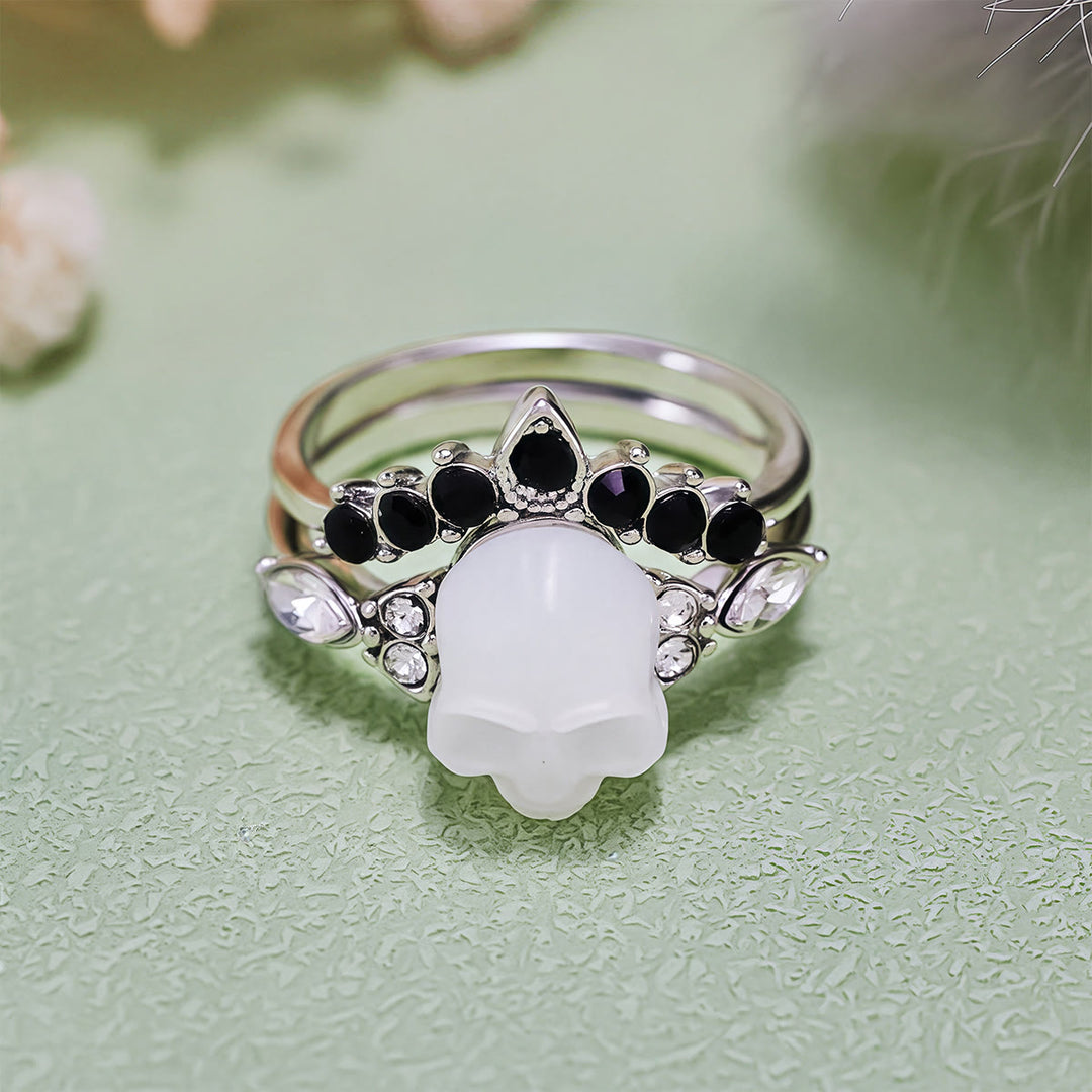 Olivenorma Gothic Resin skull and Moissanite Crown Ring Set - image 5