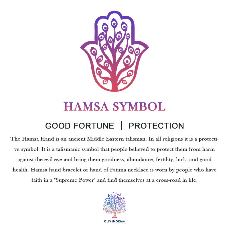 Olivenorma Natural Stone Hamsa Pendant Colored Rope Necklace