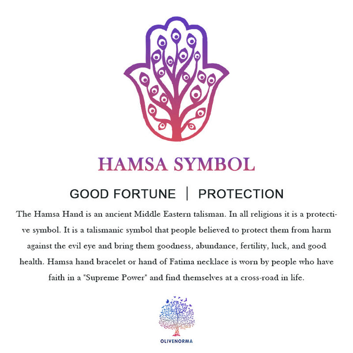Olivenorma Natural Stone Hamsa Pendant Colored Rope Necklace