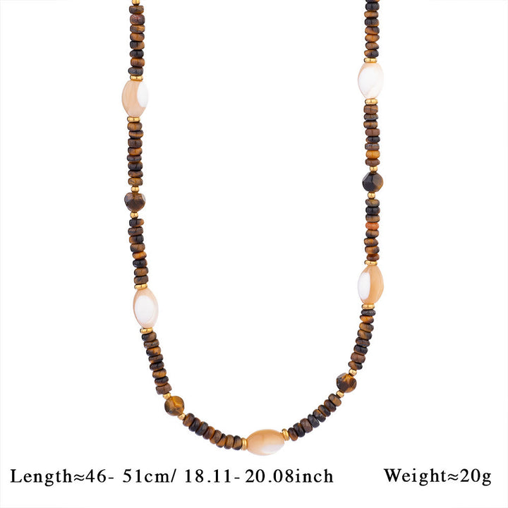 Olivenorma Vintage Natural Tiger Eye Bead Pendant Necklace - image 4