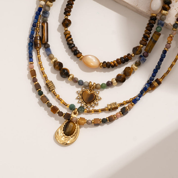 Olivenorma Vintage Natural Tiger Eye Bead Pendant Necklace - image 11