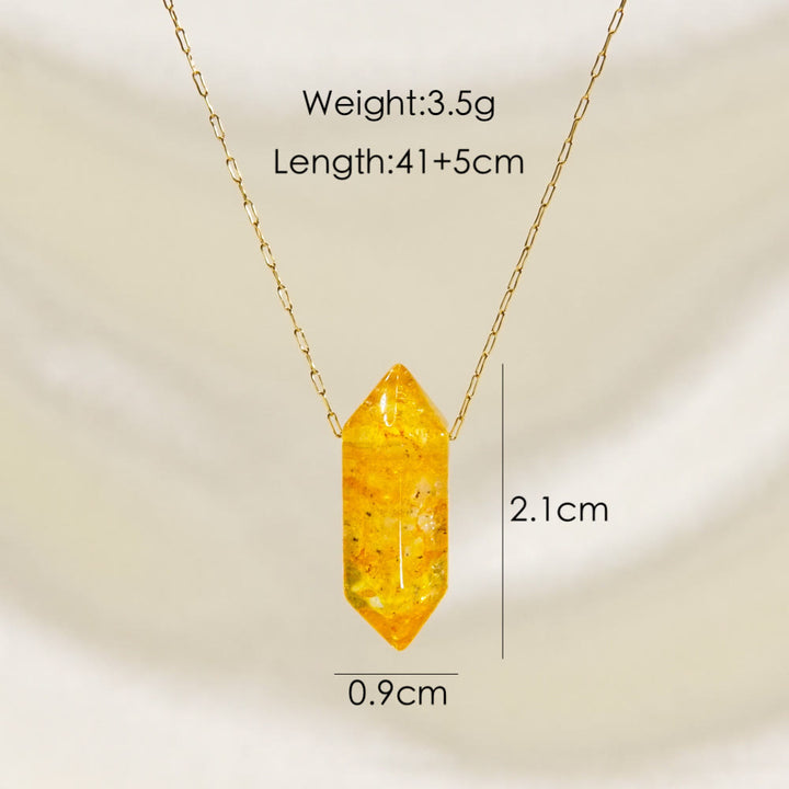 Olivenorma Crystal Double Point Pendant Titanium Steel Necklace