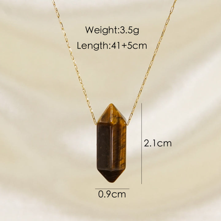Olivenorma Crystal Double Point Pendant Titanium Steel Necklace
