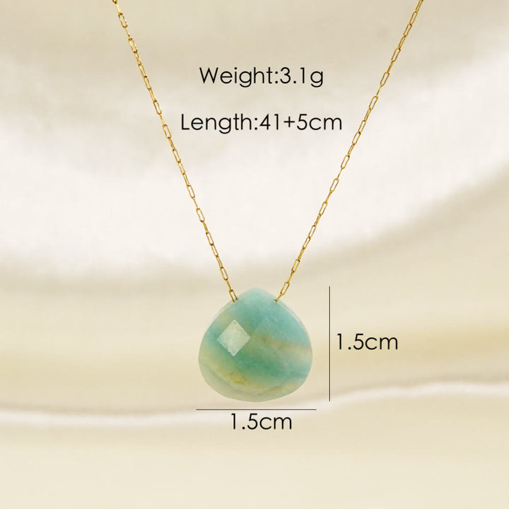 Olivenorma Natural Crystal Faceted Water Drop Pendant Necklace