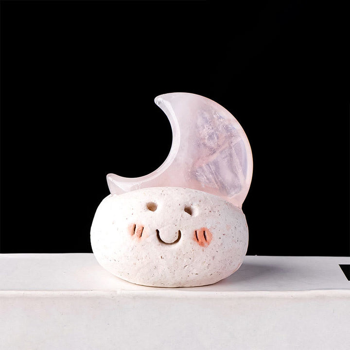 Olivenorma Natural Crystal Moon Cut Small Bean Decoration