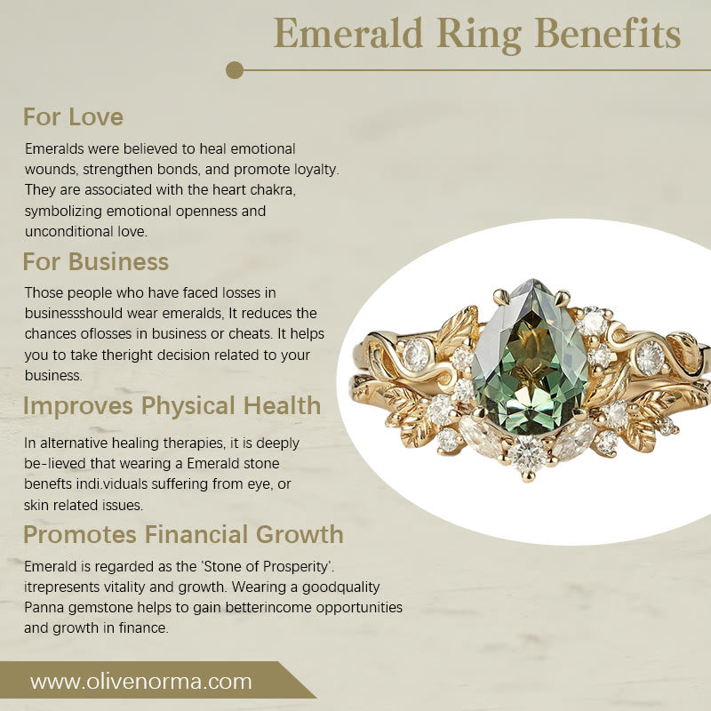 FREE Today: Nature's Embrace - Green Emerald Leaf Ring Set - image 3