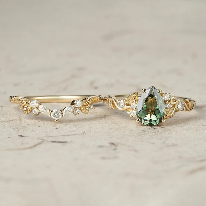 FREE Today: Nature's Embrace - Green Emerald Leaf Ring Set - image 4