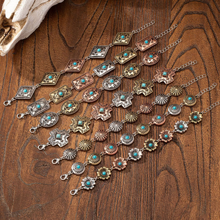 Olivenorma Bohemian Style Turquoise Metal Bracelet