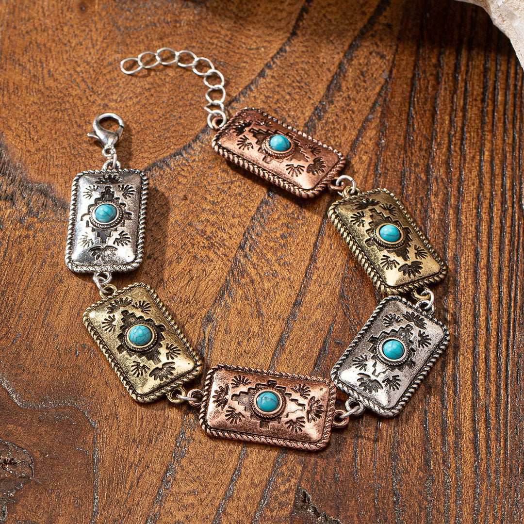 Olivenorma Bohemian Style Turquoise Metal Bracelet
