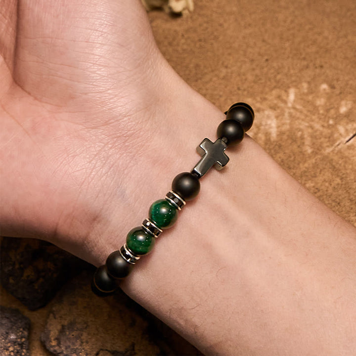 Olivenorma 8mm Hematite Obsidian Tiger Eye Beads Men Bracelet