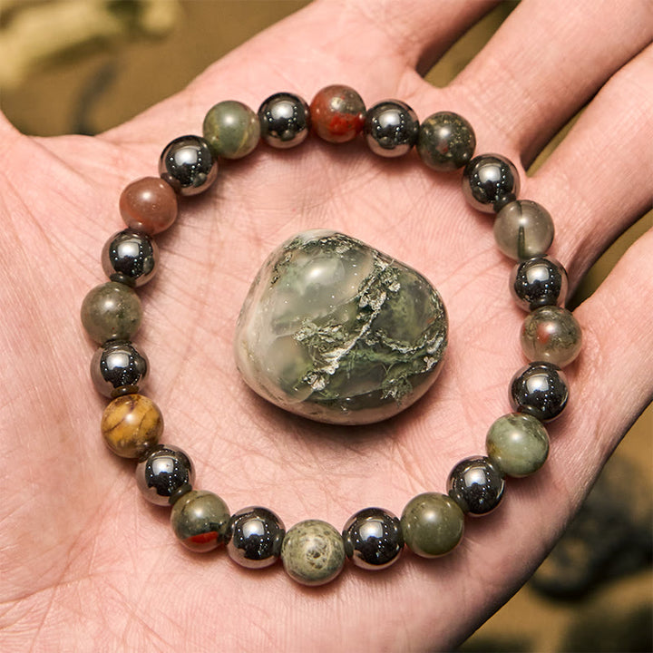Olivenorma Dragon Blood Stone Hematite Beads Bracelet