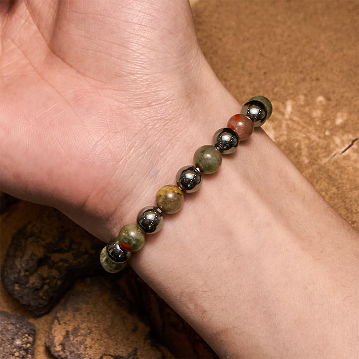 Olivenorma Dragon Blood Stone Hematite Beads Bracelet