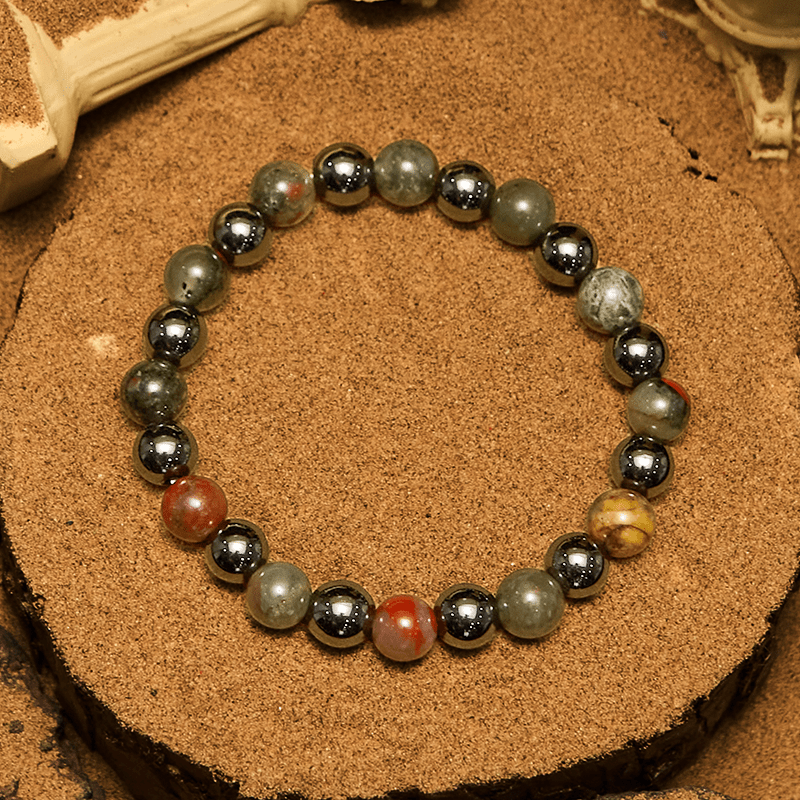 Olivenorma Dragon Blood Stone Hematite Beads Bracelet