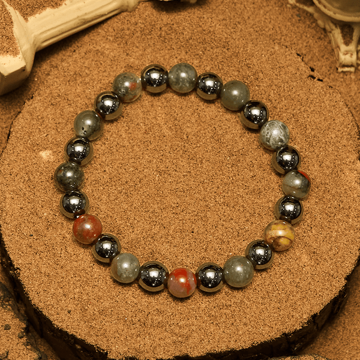 Olivenorma Dragon Blood Stone Hematite Beads Bracelet