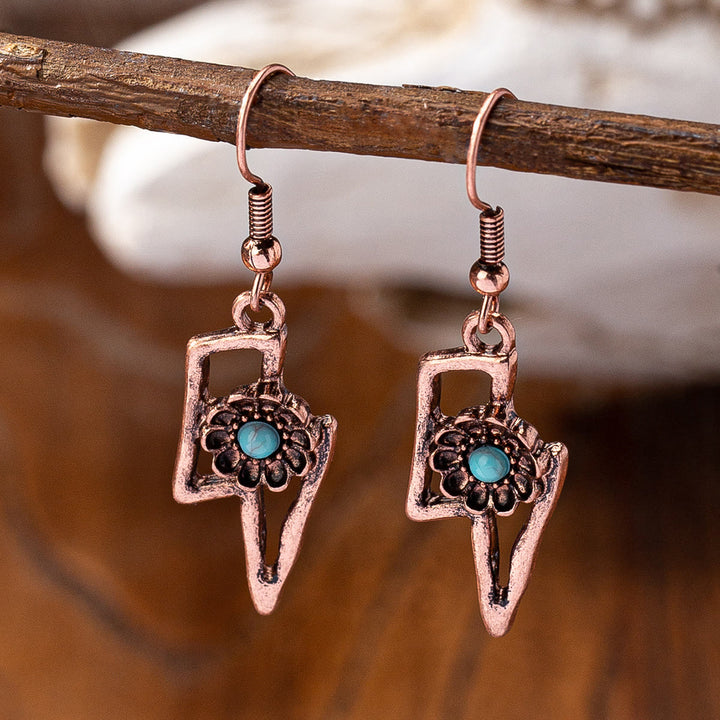 Olivenorma Retro Western Style Turquoise Metal Earrings
