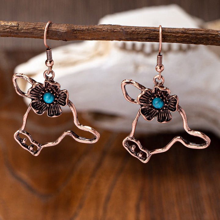 Olivenorma Retro Western Style Turquoise Metal Earrings