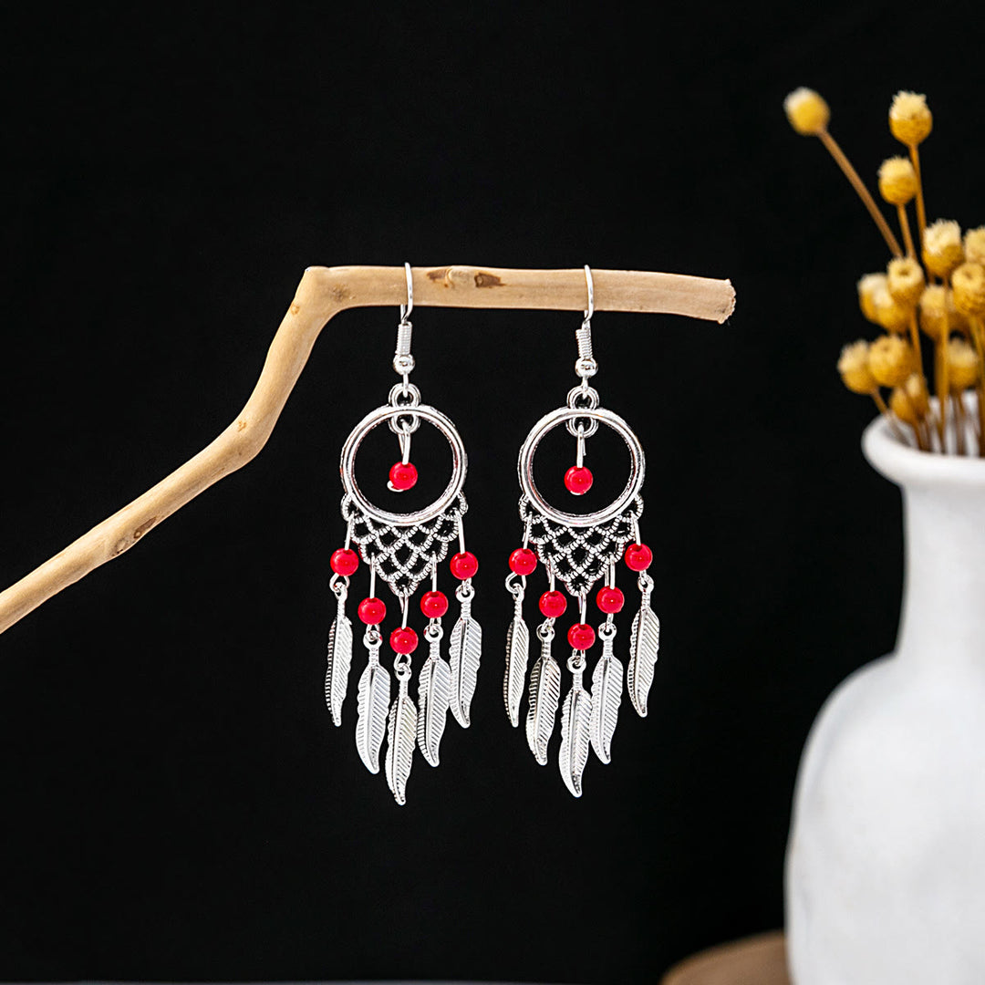 Olivenorma Retro Ethnic Style Bohemian Tassel Turquoise Earrings