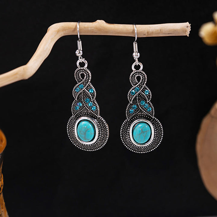 Olivenorma Retro Ethnic Style Bohemian Tassel Turquoise Earrings