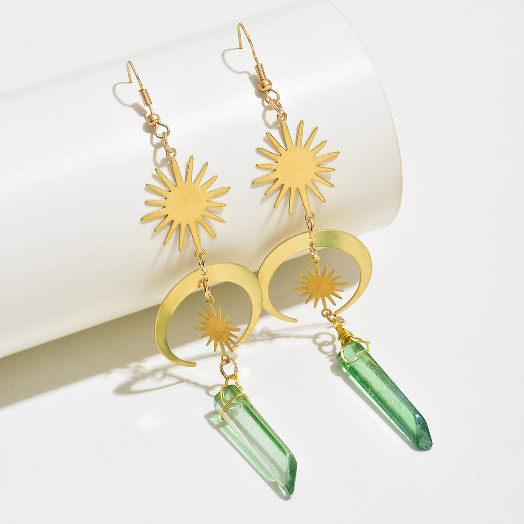 Olivenorma Green Fluorite Moon Star Pendant Earrings