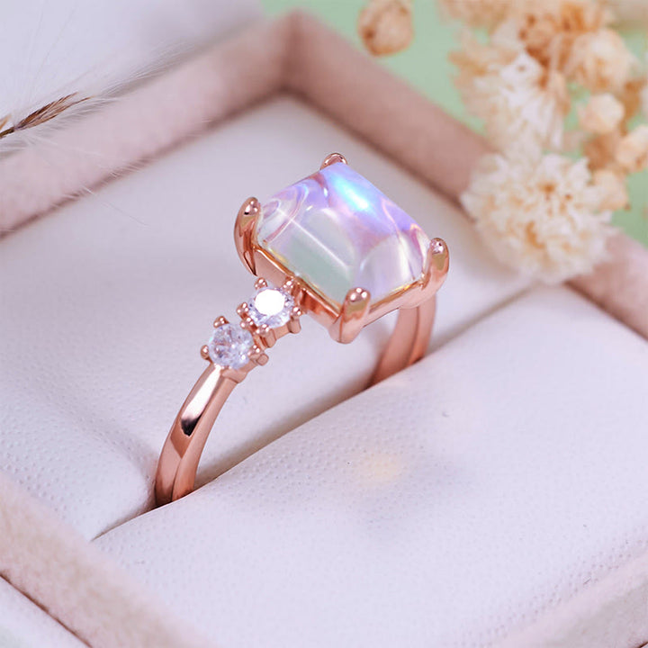 Olivenorma Square Cut Synthetic Moonstone Ring