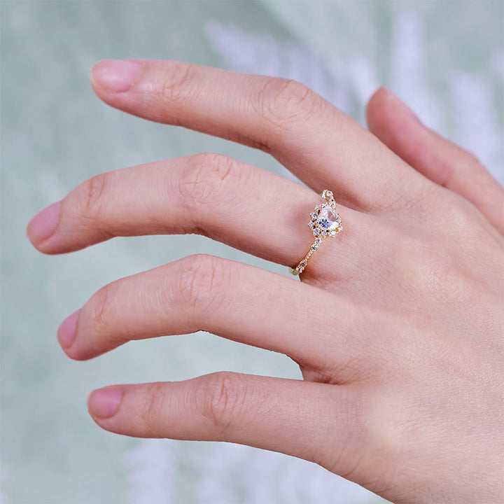 Olivenorma "Gypsophila" Simulated Diamond Heart Ring