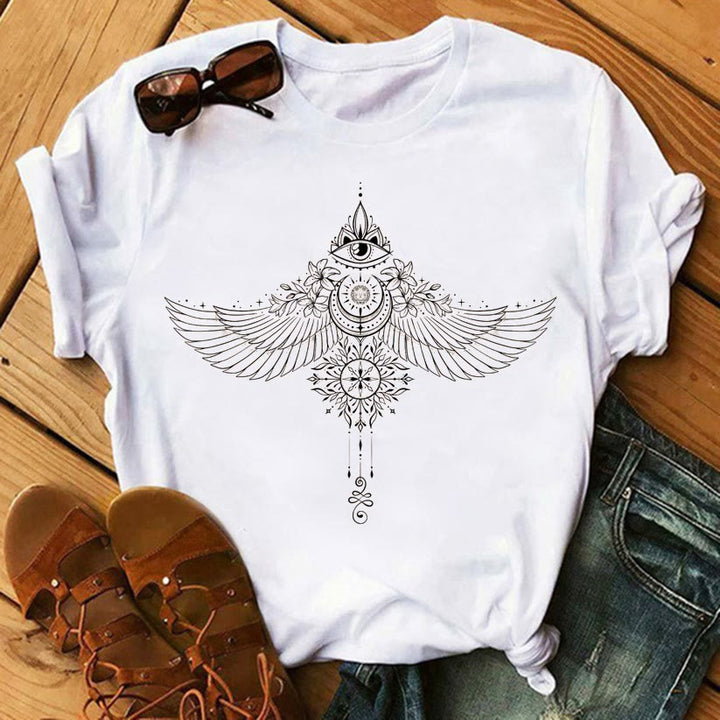 Olivenorma Tree of Life Inspirational Cotton T-Shirts - Evil Eye & Wings - 2XL - image 8