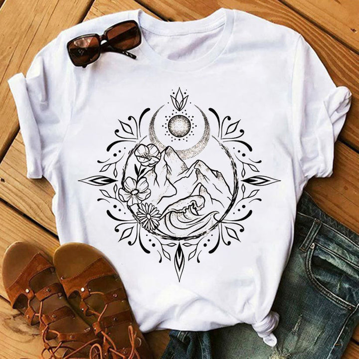 Olivenorma Tree of Life Inspirational Cotton T-Shirts - Mountains & Rivers - 2XL - image 5