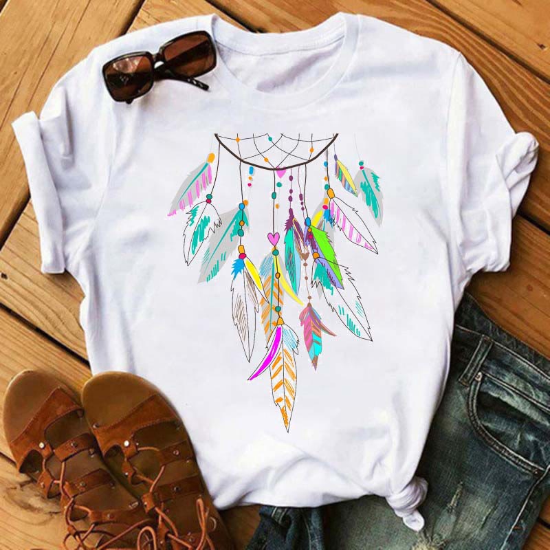 Olivenorma Cotton Dreamcatcher Printed T-Shirt - Yellow-green Dreamcatcher - 2XL - image 5